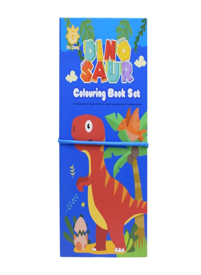 Asera كتاب تلوين وخدش من أسيرا مع 8 أقلام تلوين، مجموعة كتب تلوين ورسم فنية للأطفال من عمر 3 سنوات فما فوق، هدية عيد ميلاد للأطفال (دينو سبيس) - Image 3